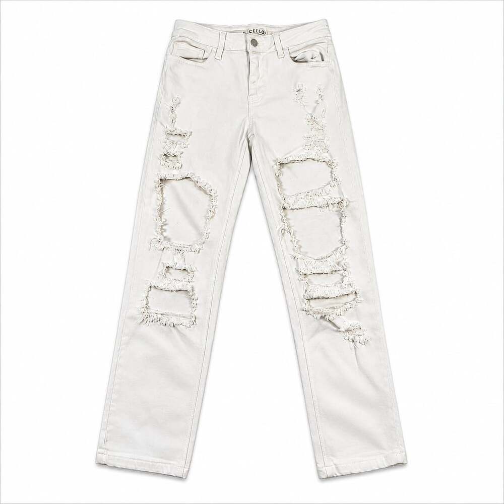 Cello White Distressed Ripped High Rise Skinny Jeans